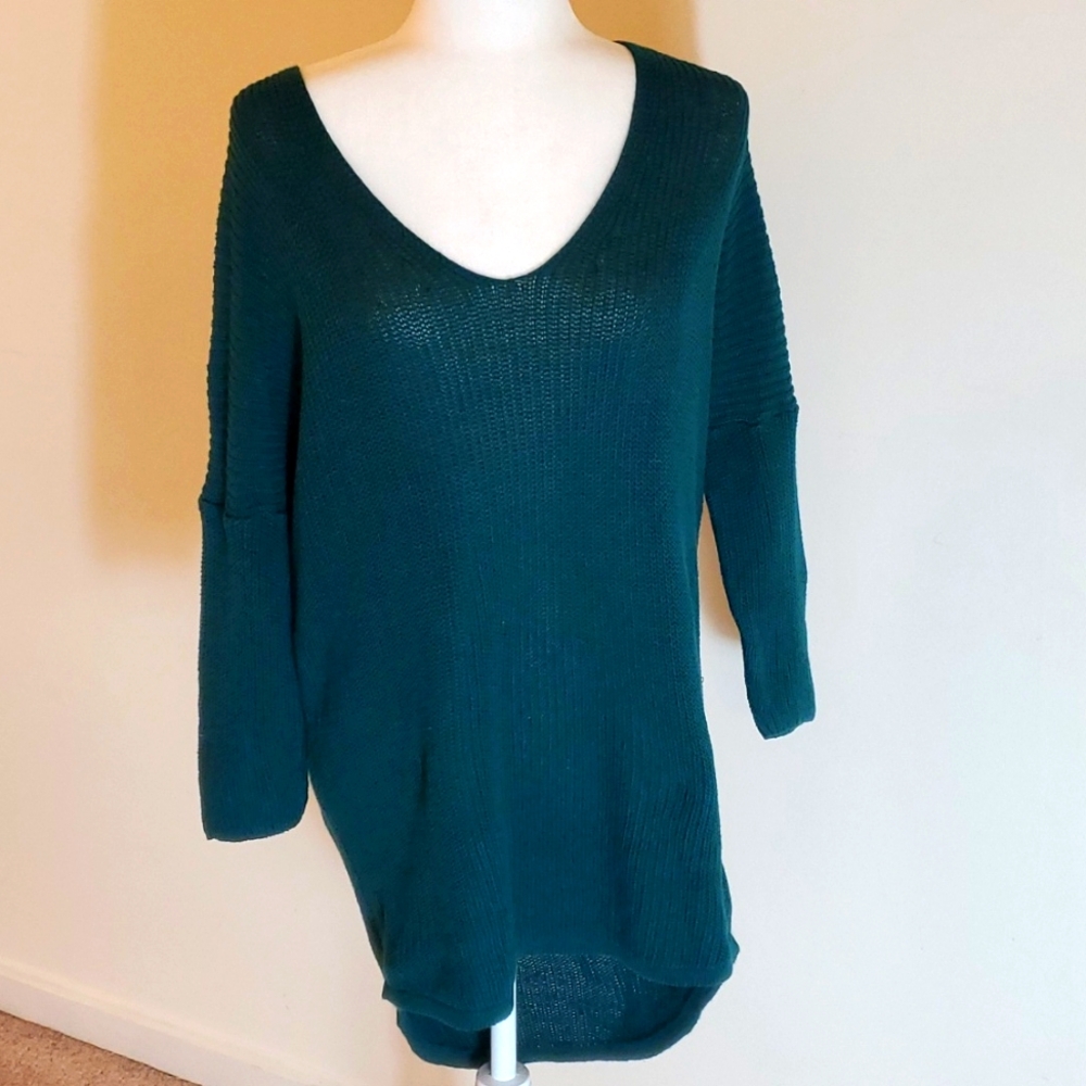 Express Deep Teal V-Neck Sweater